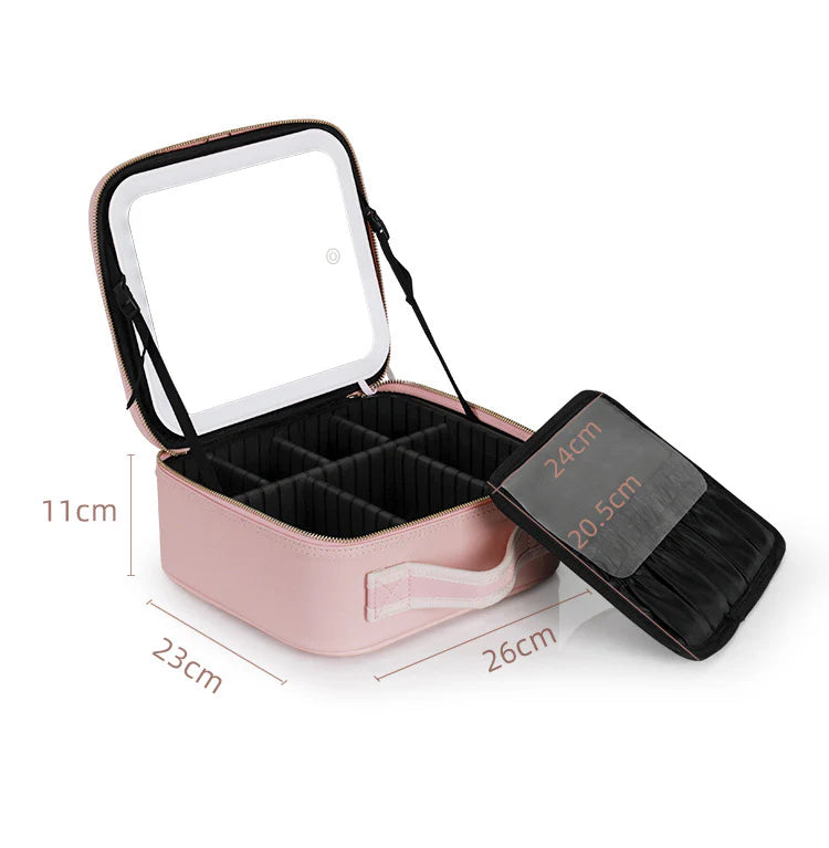 LUXEBAG__Trousse de maquillage en cuir  intelligente à LED avec miroir