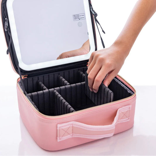 LUXEBAG__Trousse de maquillage en cuir  intelligente à LED avec miroir